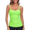 Ocean Blues Women’s Strapless Bandeau Swimsuit Top Ruched Tummy Control Tankini Top Only(Green)