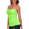 Ocean Blues Women’s Strapless Bandeau Swimsuit Top Ruched Tummy Control Tankini Top Only(Green)