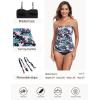 Ocean Blues Women’s Strapless Bandeau Swimsuit Top Ruched Tummy Control Tankini Top Only(Leaf Print)