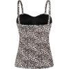 Ocean Blues Women’s Strapless Bandeau Swimsuit Top Ruched Tummy Control Tankini Top Only(Leopard)