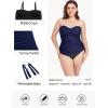 Ocean Blues Women’s Strapless Bandeau Swimsuit Top Ruched Tummy Control Tankini Top Only(Navy Blue)
