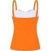 Ocean Blues Women’s Strapless Bandeau Swimsuit Top Ruched Tummy Control Tankini Top Only(Neon Orange)