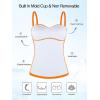 Ocean Blues Women’s Strapless Bandeau Swimsuit Top Ruched Tummy Control Tankini Top Only(Neon Orange)