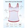 Ocean Blues Women’s Strapless Bandeau Swimsuit Top Ruched Tummy Control Tankini Top Only(Red)