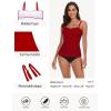Ocean Blues Women’s Strapless Bandeau Swimsuit Top Ruched Tummy Control Tankini Top Only(Red)