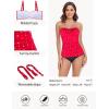 Ocean Blues Women’s Strapless Bandeau Swimsuit Top Ruched Tummy Control Tankini Top Only(Red Polka Dot)