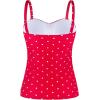 Ocean Blues Women’s Strapless Bandeau Swimsuit Top Ruched Tummy Control Tankini Top Only(Red Polka Dot)
