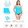 Ocean Blues Women’s Strapless Bandeau Swimsuit Top Ruched Tummy Control Tankini Top Only(Sky Blue)