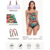 Ocean Blues Women’s Strapless Bandeau Swimsuit Top Ruched Tummy Control Tankini Top Only(Tropical Leaves)