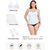 Ocean Blues Women’s Strapless Bandeau Swimsuit Top Ruched Tummy Control Tankini Top Only(White)