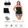 Ocean Blues Women’s Strapless Bandeau Tankini Top Tummy Control Bathing Suit Top Only(Black)