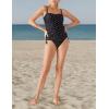 Ocean Blues Women’s Strapless Bandeau Tankini Top Tummy Control Bathing Suit Top Only(Black-white Dots)