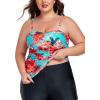 Ocean Blues Women’s Strapless Bandeau Tankini Top Tummy Control Bathing Suit Top Only(Blue Floral)
