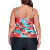 Ocean Blues Women’s Strapless Bandeau Tankini Top Tummy Control Bathing Suit Top Only(Blue Floral)
