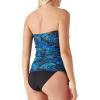 Ocean Blues Women’s Strapless Bandeau Tankini Top Tummy Control Bathing Suit Top Only(Blue Leaf)
