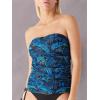 Ocean Blues Women’s Strapless Bandeau Tankini Top Tummy Control Bathing Suit Top Only(Blue Leaf)