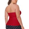 Ocean Blues Women’s Strapless Bandeau Tankini Top Tummy Control Bathing Suit Top Only(Dark Red)