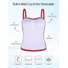 Ocean Blues Women’s Strapless Bandeau Tankini Top Tummy Control Bathing Suit Top Only(Dark Red)