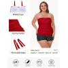 Ocean Blues Women’s Strapless Bandeau Tankini Top Tummy Control Bathing Suit Top Only(Dark Red)