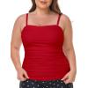 Ocean Blues Women’s Strapless Bandeau Tankini Top Tummy Control Bathing Suit Top Only(Dark Red)