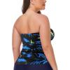Ocean Blues Women’s Strapless Bandeau Tankini Top Tummy Control Bathing Suit Top Only(Feather Print)