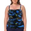 Ocean Blues Women’s Strapless Bandeau Tankini Top Tummy Control Bathing Suit Top Only(Feather Print)