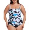 Ocean Blues Women’s Strapless Bandeau Tankini Top Tummy Control Bathing Suit Top Only(Floral)