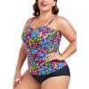 Ocean Blues Women’s Strapless Bandeau Tankini Top Tummy Control Bathing Suit Top Only(Flower Garden)
