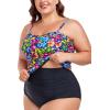 Ocean Blues Women’s Strapless Bandeau Tankini Top Tummy Control Bathing Suit Top Only(Flower Garden)