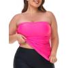 Ocean Blues Women’s Strapless Bandeau Tankini Top Tummy Control Bathing Suit Top Only(Hot Pink)