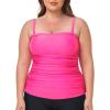 Ocean Blues Women’s Strapless Bandeau Tankini Top Tummy Control Bathing Suit Top Only(Hot Pink)