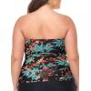 Ocean Blues Women’s Strapless Bandeau Tankini Top Tummy Control Bathing Suit Top Only(Leaf Pattern)