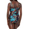 Ocean Blues Women’s Strapless Bandeau Tankini Top Tummy Control Bathing Suit Top Only(Leaf Pattern)