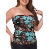 Ocean Blues Women’s Strapless Bandeau Tankini Top Tummy Control Bathing Suit Top Only(Leaf Pattern)