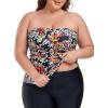 Ocean Blues Women’s Strapless Bandeau Tankini Top Tummy Control Bathing Suit Top Only(Multi Leopard)