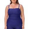 Ocean Blues Women’s Strapless Bandeau Tankini Top Tummy Control Bathing Suit Top Only(Navy Blue)