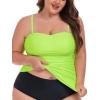 Ocean Blues Women’s Strapless Bandeau Tankini Top Tummy Control Bathing Suit Top Only(Neon Green)