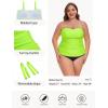 Ocean Blues Women’s Strapless Bandeau Tankini Top Tummy Control Bathing Suit Top Only(Neon Green)