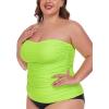 Ocean Blues Women’s Strapless Bandeau Tankini Top Tummy Control Bathing Suit Top Only(Neon Green)