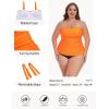 Ocean Blues Women’s Strapless Bandeau Tankini Top Tummy Control Bathing Suit Top Only(Neon Orange)