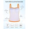 Ocean Blues Women’s Strapless Bandeau Tankini Top Tummy Control Bathing Suit Top Only(Neon Orange)