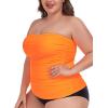 Ocean Blues Women’s Strapless Bandeau Tankini Top Tummy Control Bathing Suit Top Only(Neon Orange)