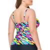 Ocean Blues Women’s Strapless Bandeau Tankini Top Tummy Control Bathing Suit Top Only(Neon Striped)
