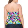 Ocean Blues Women’s Strapless Bandeau Tankini Top Tummy Control Bathing Suit Top Only(Neon Striped)