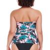 Ocean Blues Women’s Strapless Bandeau Tankini Top Tummy Control Bathing Suit Top Only(Pink & Leaves)