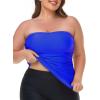 Ocean Blues Women’s Strapless Bandeau Tankini Top Tummy Control Bathing Suit Top Only(Royal Blue)