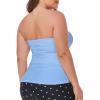 Ocean Blues Women’s Strapless Bandeau Tankini Top Tummy Control Bathing Suit Top Only(Sea Blue)