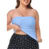 Ocean Blues Women’s Strapless Bandeau Tankini Top Tummy Control Bathing Suit Top Only(Sea Blue)