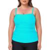 Ocean Blues Women’s Strapless Bandeau Tankini Top Tummy Control Bathing Suit Top Only(Sky Blue)