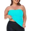 Ocean Blues Women’s Strapless Bandeau Tankini Top Tummy Control Bathing Suit Top Only(Sky Blue)